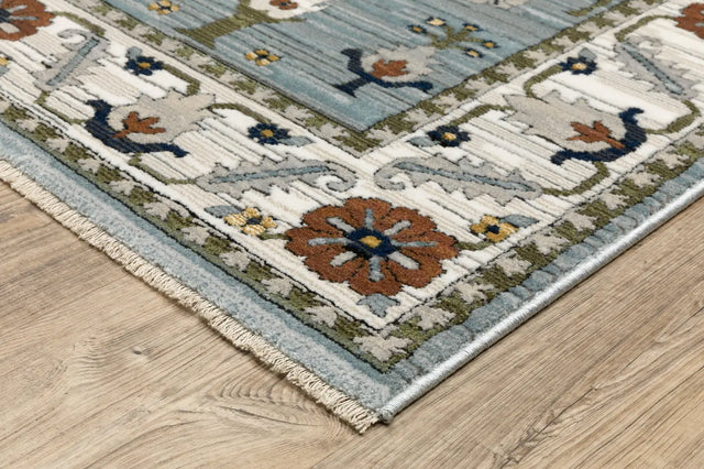 Oriental Weavers Sphinx KEIRA KEI06 Blue Floral Rugs - corner detail