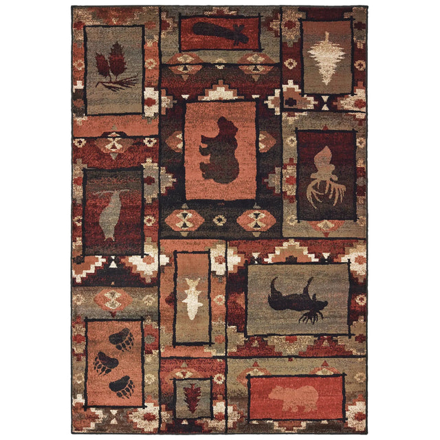 Oriental Weavers Sphinx Woodlands 9601D Brown / Rust Rugs - main flat