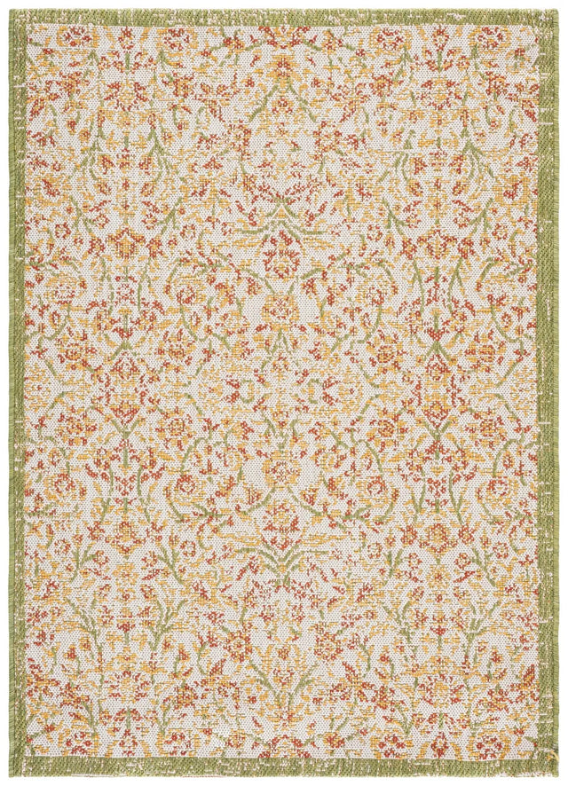 Safavieh Courtyard 4'-0" x 5'-7" Rug in Green Ivory / Red Yellow