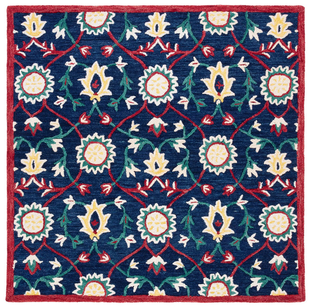 Safavieh Blossom 6'-0" x 6'-0" Rug in Navy / Red