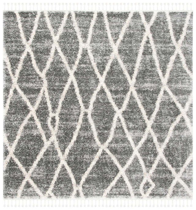 Safavieh Berber Fringe Shag 6'-7" x 6'-7" Rug in Grey / Cream
