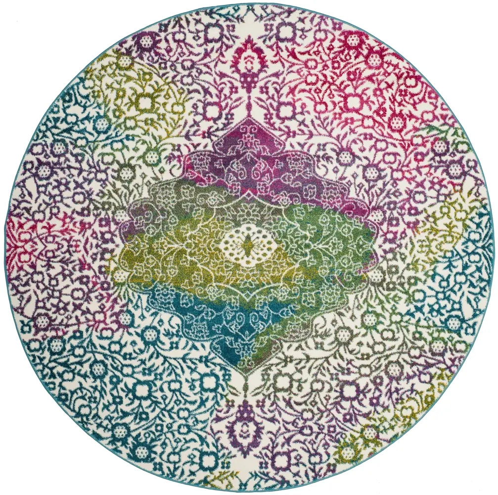 Safavieh Watercolor 6'-7" x 6'-7" Rug in Ivory / Fuchsia