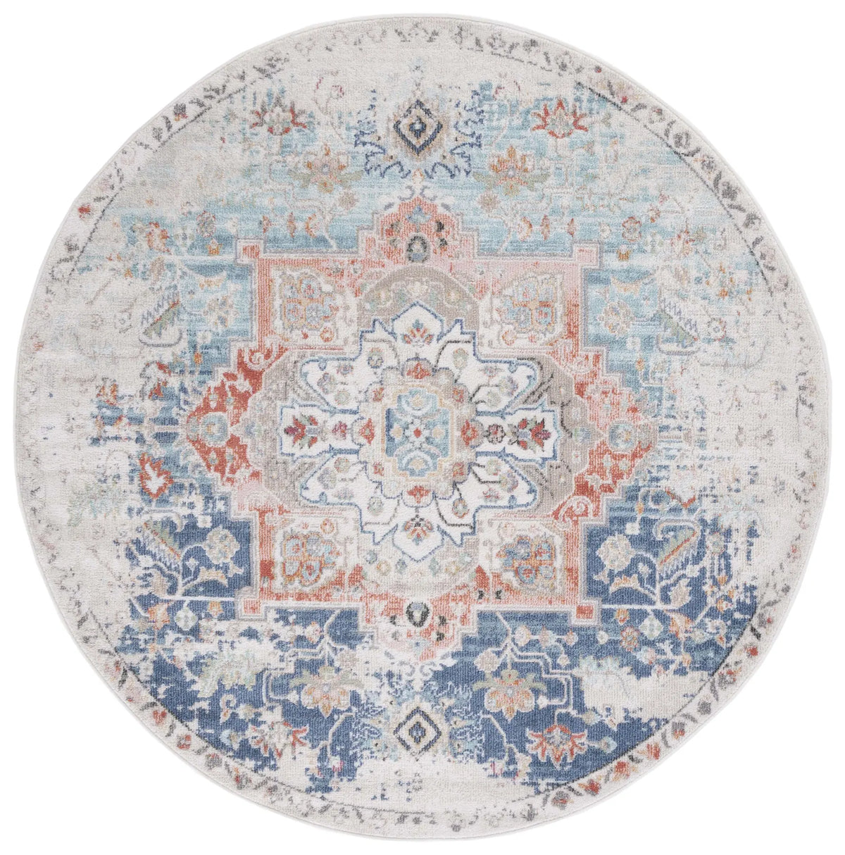 Safavieh Phoenix 500 6'-7" x 6'-7" Rug in Ivory / Blue
