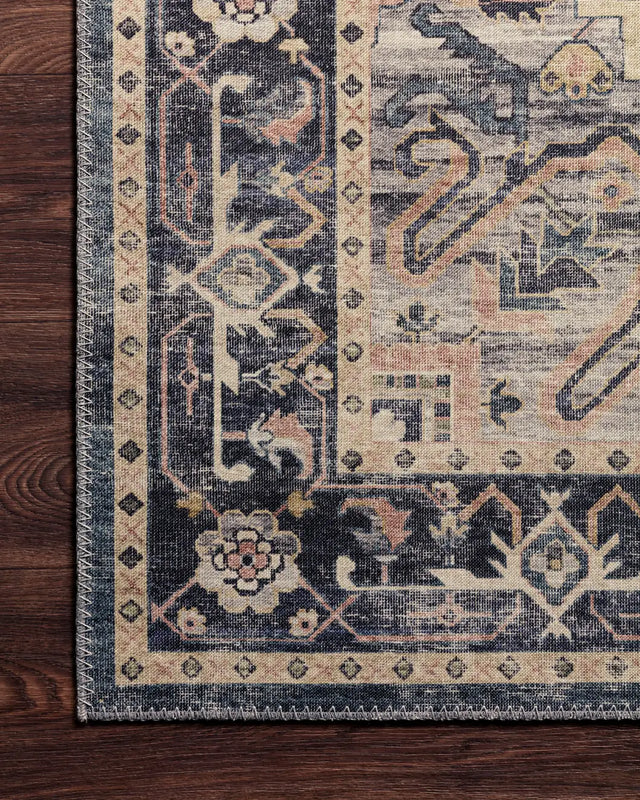 Loloi Hathaway Hth-01 Navy/Multi Rugs - corner on wood