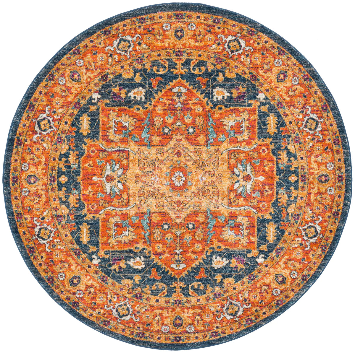 Safavieh Evoke 6'-7" x 6'-7" Rug in Blue / Orange