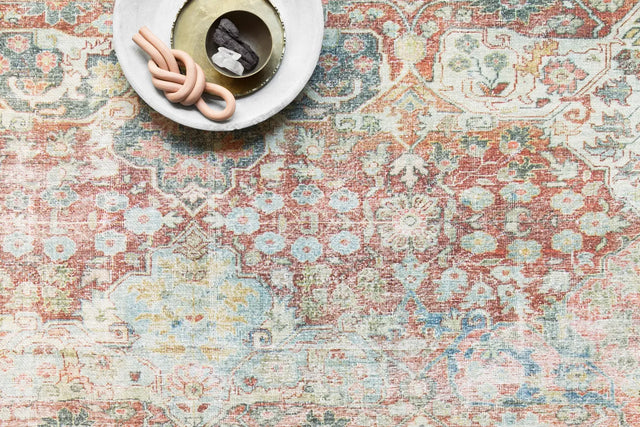 Loloi Loren Lq-14 Brick / Multi Rugs - styled aerial 1