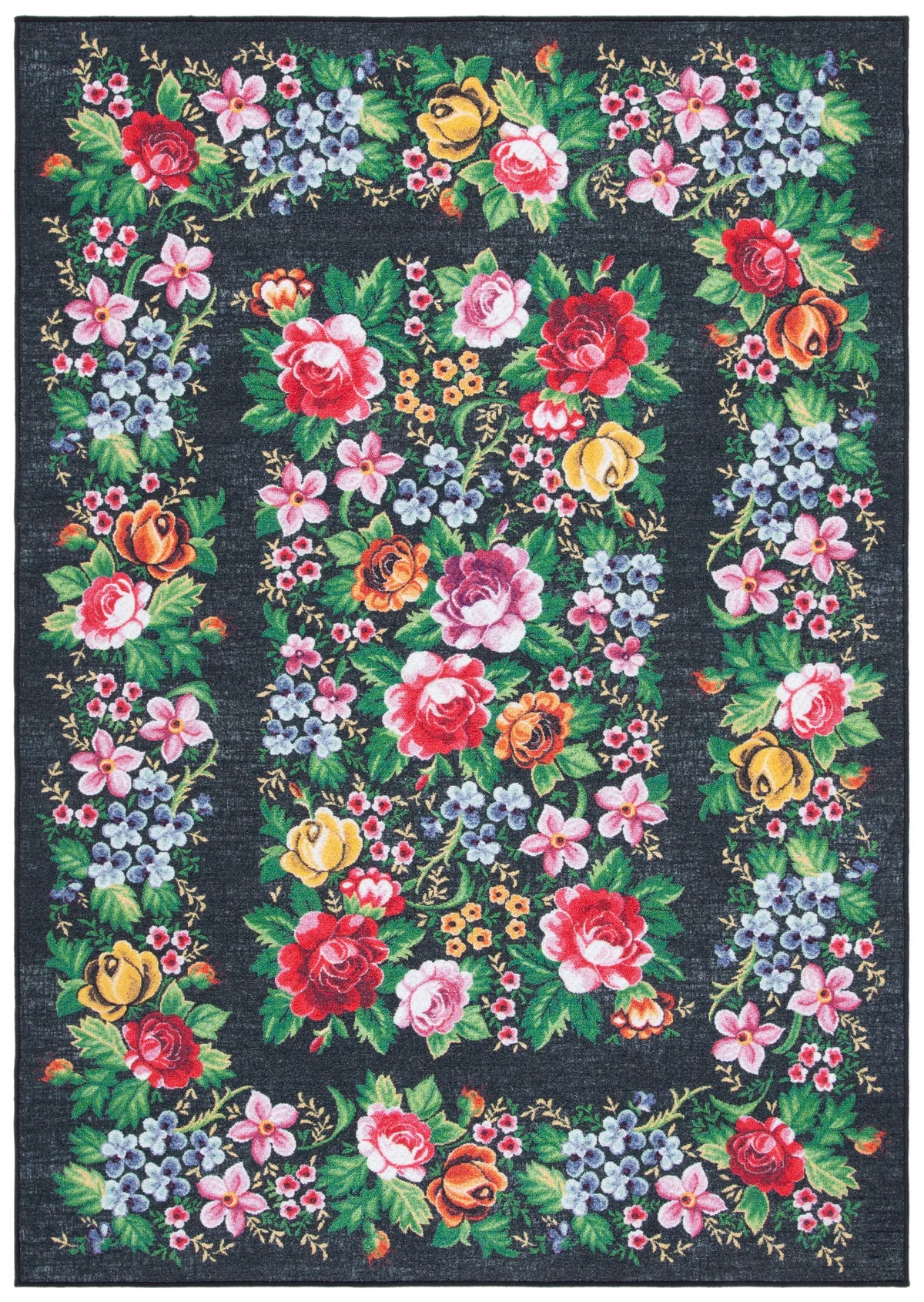 Safavieh Journey 4'-4" x 6'-0" Rug in Charcoal / Green
