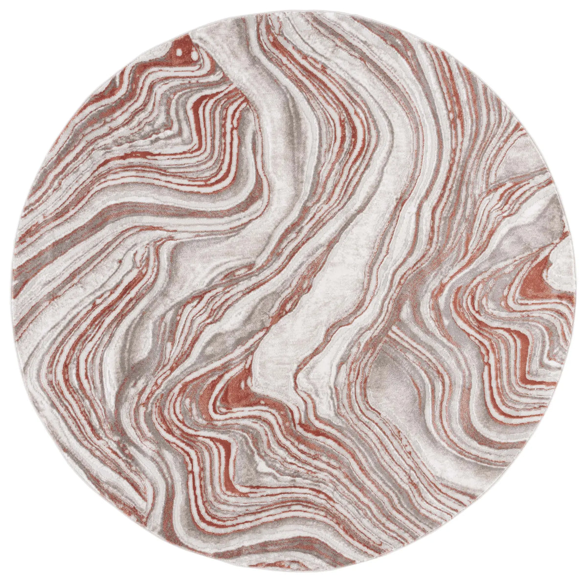 Safavieh Meadow 500 6'-7" x 6'-7" Rug in Rust / Ivory