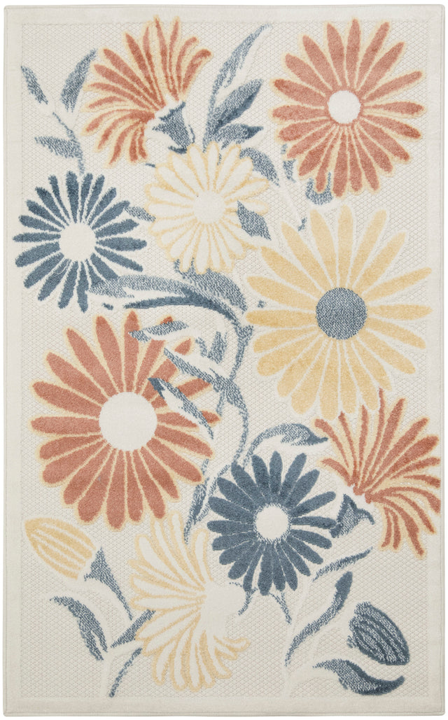 Nourison Aloha ALH33 Machine Made Ivory, Rose Rug