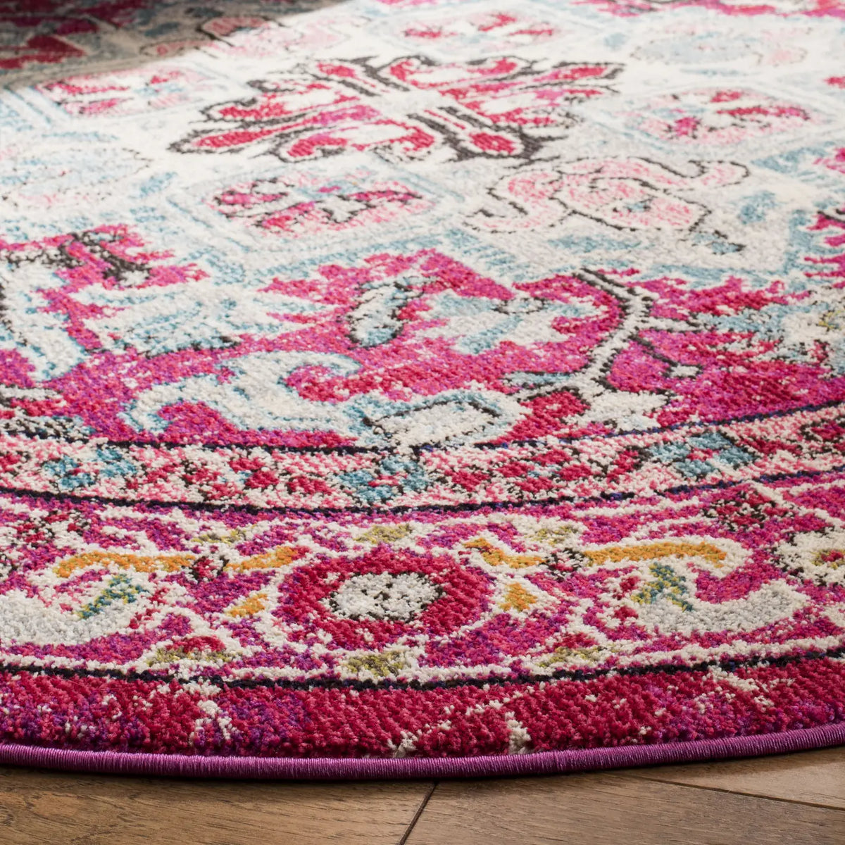 Safavieh Monaco 6'-7" x 6'-7" Rug in Fuchsia / Light Blue