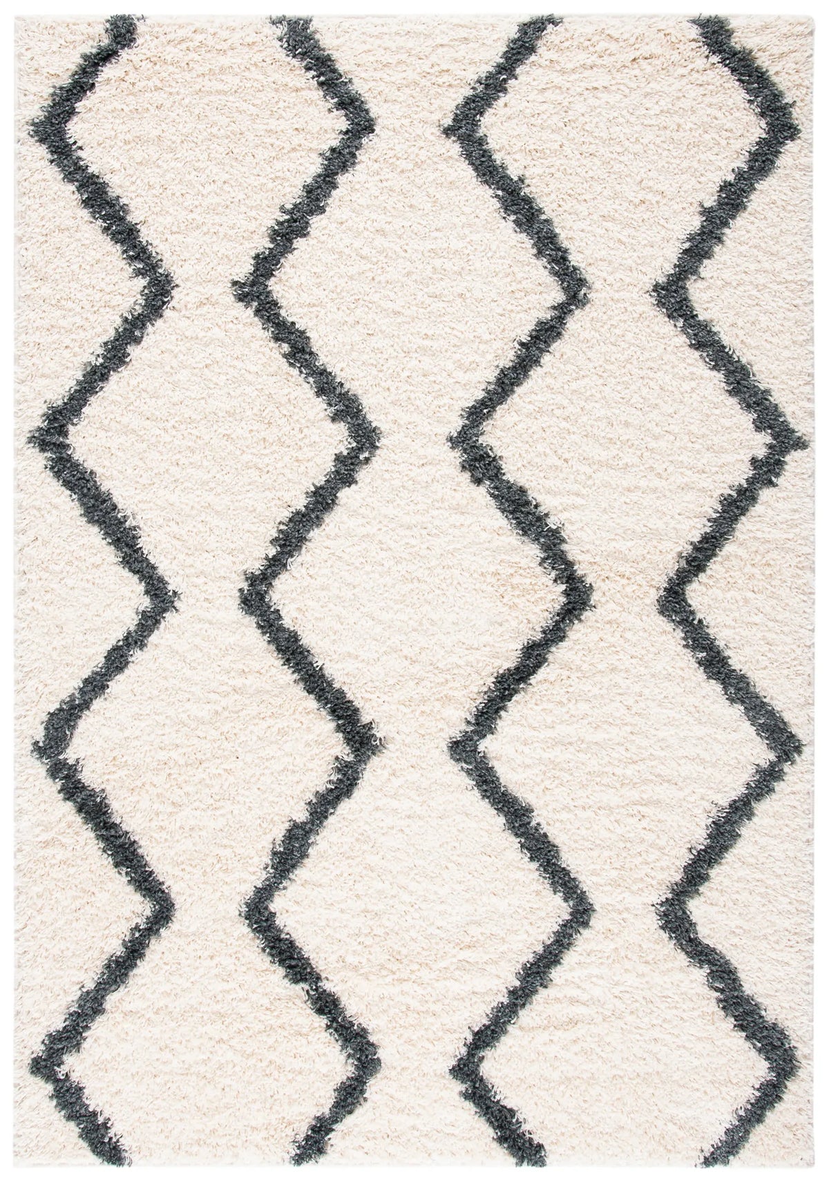 Safavieh Venus Shag 600 4'-0" x 6'-0" Rug in Ivory / Dark Grey