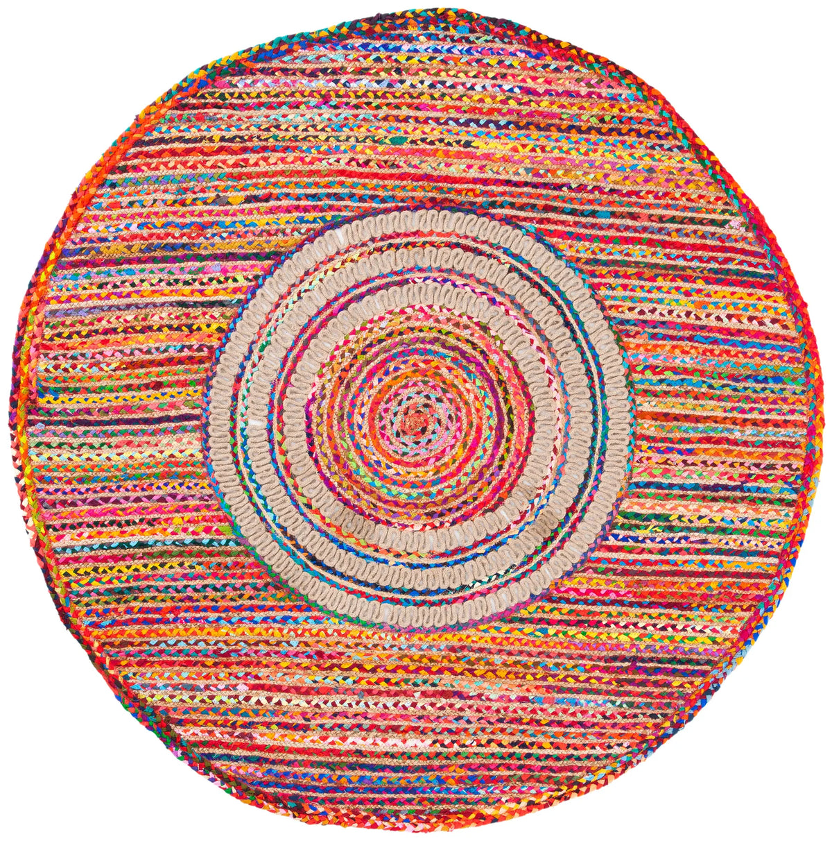 Safavieh Braided 5'-0" x 5'-0" Rug in Pink / Red