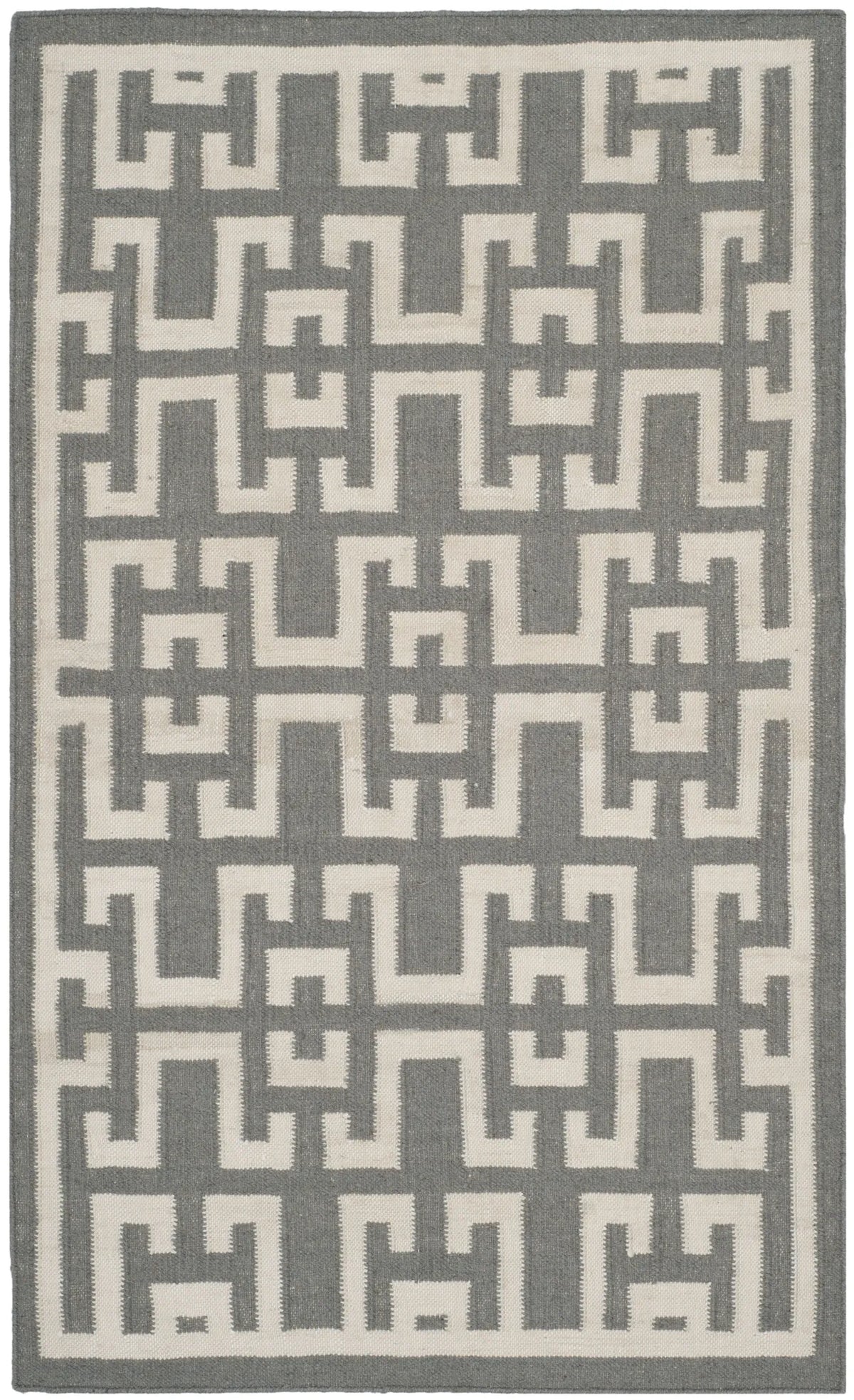 Safavieh Dhurries 3'-0" x 5'-0" Rug in Soft Grey / Ivory