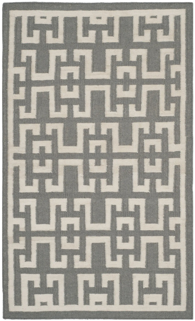 Safavieh Dhurries 3'-0" x 5'-0" Rug in Soft Grey / Ivory