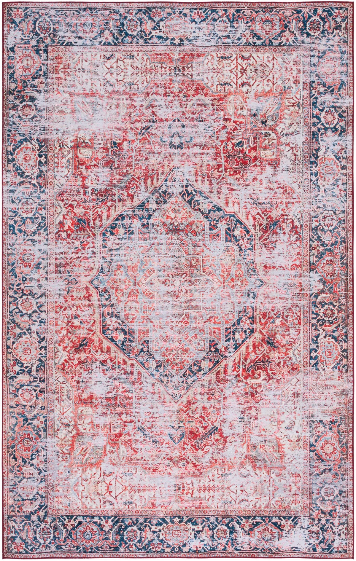 Safavieh Tucson 4'-0" x 6'-0" Rug in Rust / Navy