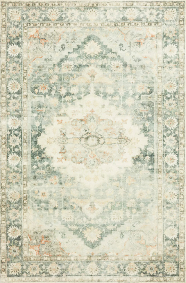Loloi Rosette Ros-08 Teal/Ivory Rugs - main flat
