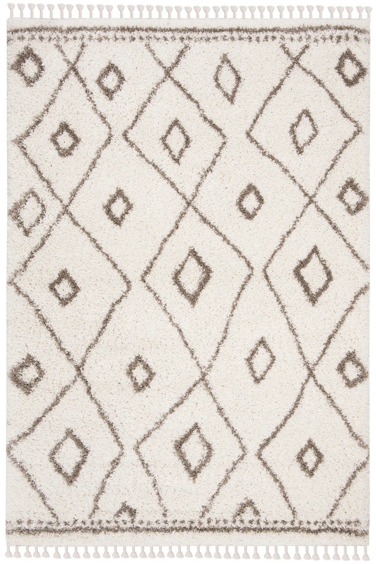 Safavieh Moroccan Fringe Shag 4'-0" x 6'-0" Rug in Ivory / Beige