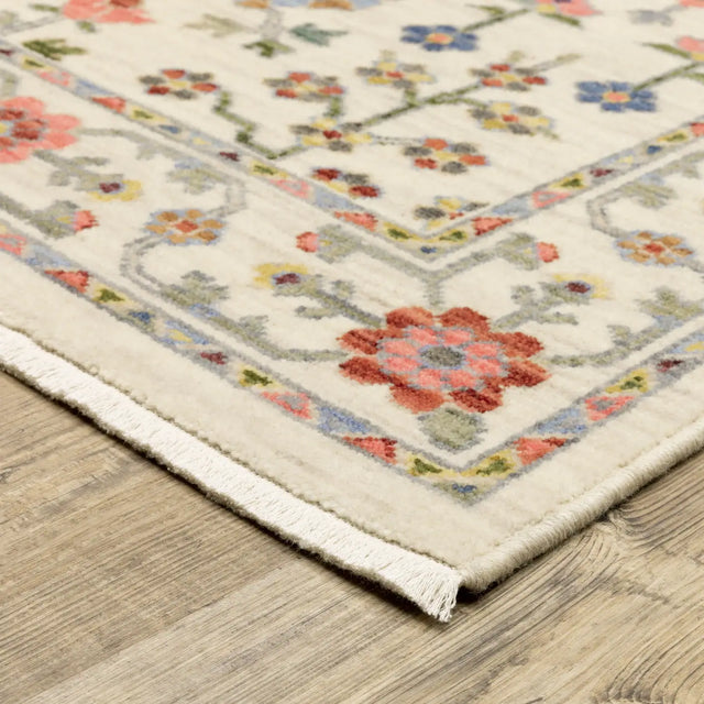 Oriental Weavers Lucca 093W1 Ivory/ Multi Rug - corner detail