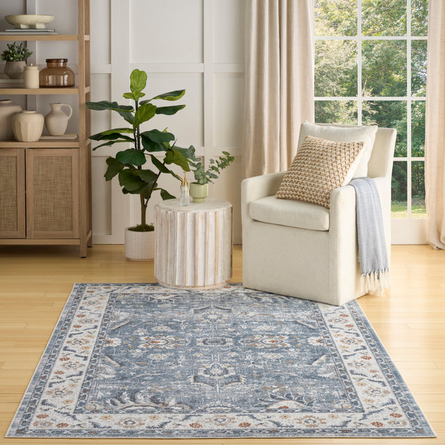 Nourison Astra Machine Washable ASW20 Machine Made Blue Rug