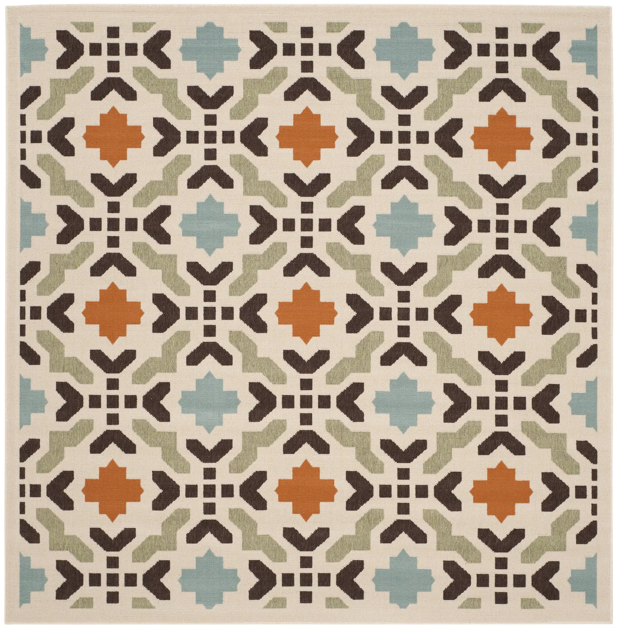 Safavieh Veranda 6'-7" x 6'-7" Rug in Cream / Terracotta