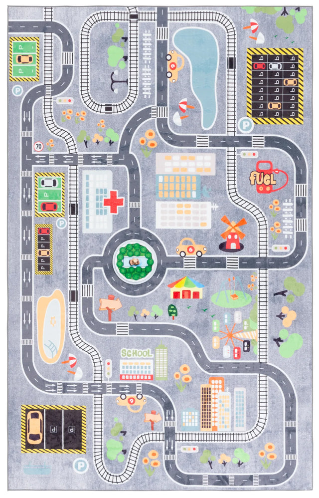 Safavieh Santa Monica Kids 4'-0" x 6'-0" Rug in Light Grey / Grey