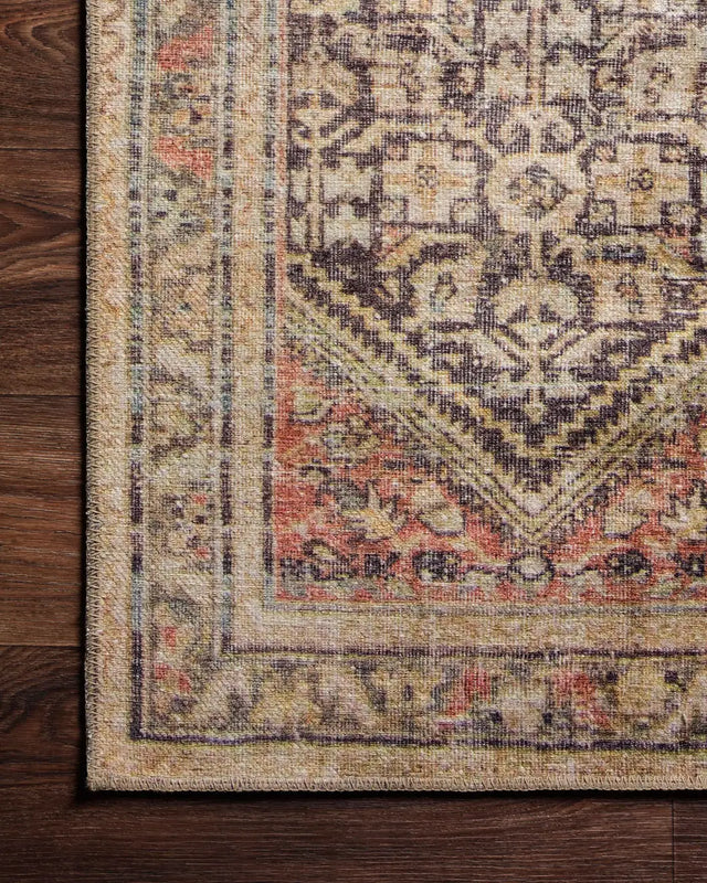 Loloi Loren Lq-17 Charcoal/Multi Rugs - corner on wood
