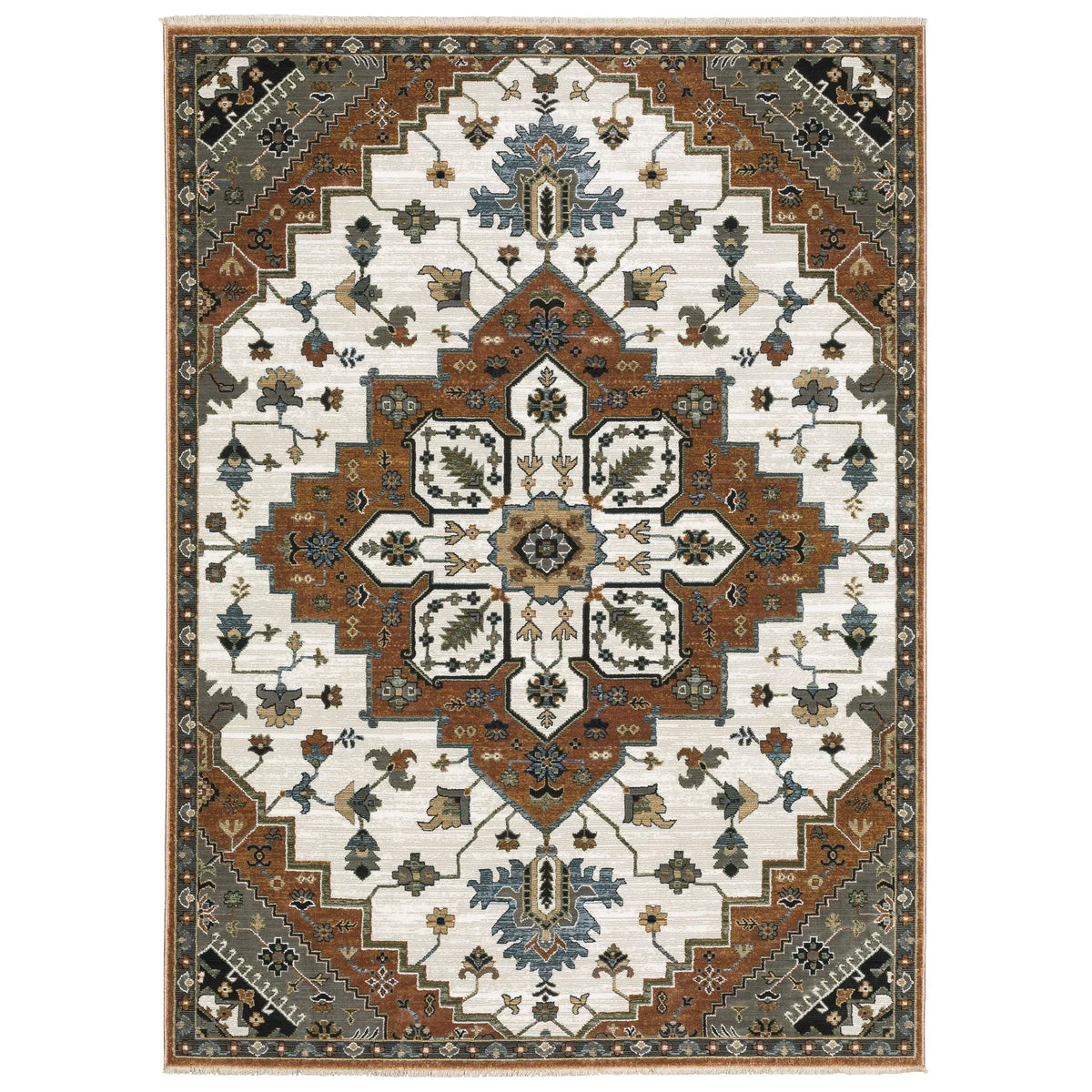 Oriental Weavers Sphinx KEIRA KEI03 Rust Medallion Rugs - main flat