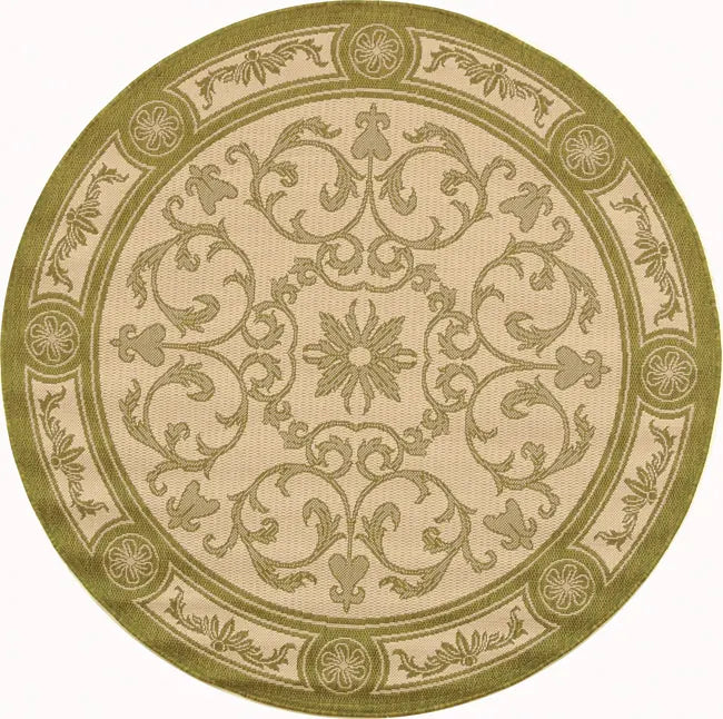 Safavieh Courtyard 5'-3" x 5'-3" Rug in Natural / Olive
