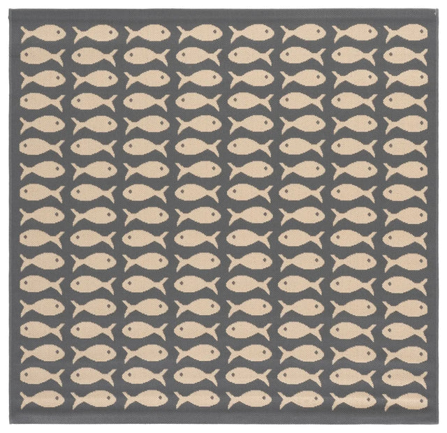 Safavieh Courtyard 5'-3" x 5'-3" Rug in Grey / Beige