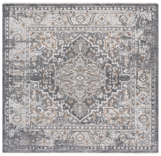 Safavieh Finley 6'-7" x 6'-7" Rug in Dark Grey / Beige