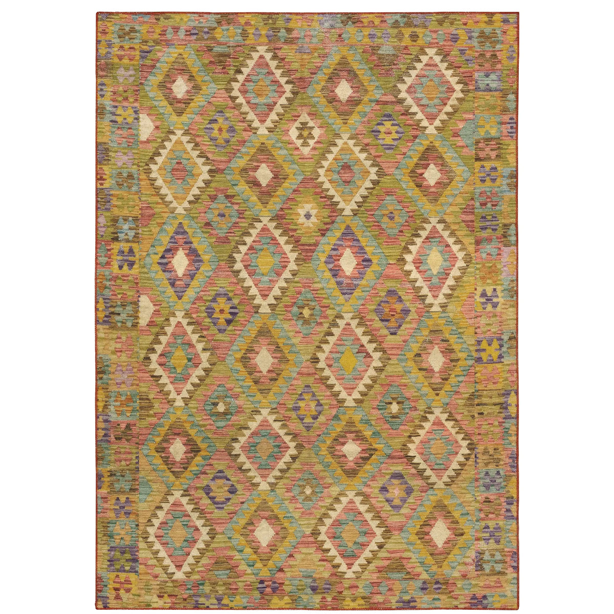Oriental Weavers Machine Washable Malibu Mal07 Gold/ Multi Rug - main flat