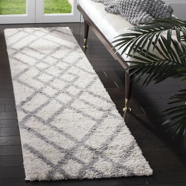 Safavieh Berber Shag 200 2'-0" x 10'-0" Rug in Cream / Grey