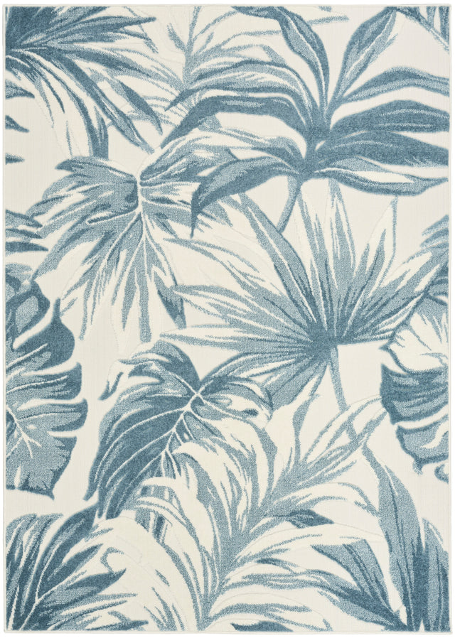 Nourison Aloha ALH43 Machine Made Ivory, Blue Rug