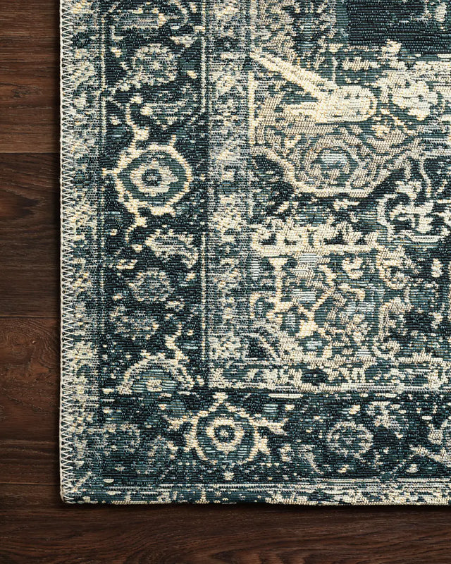 Loloi Mika Mik-01 Dk Blue / Dk Blue Rugs - corner on wood