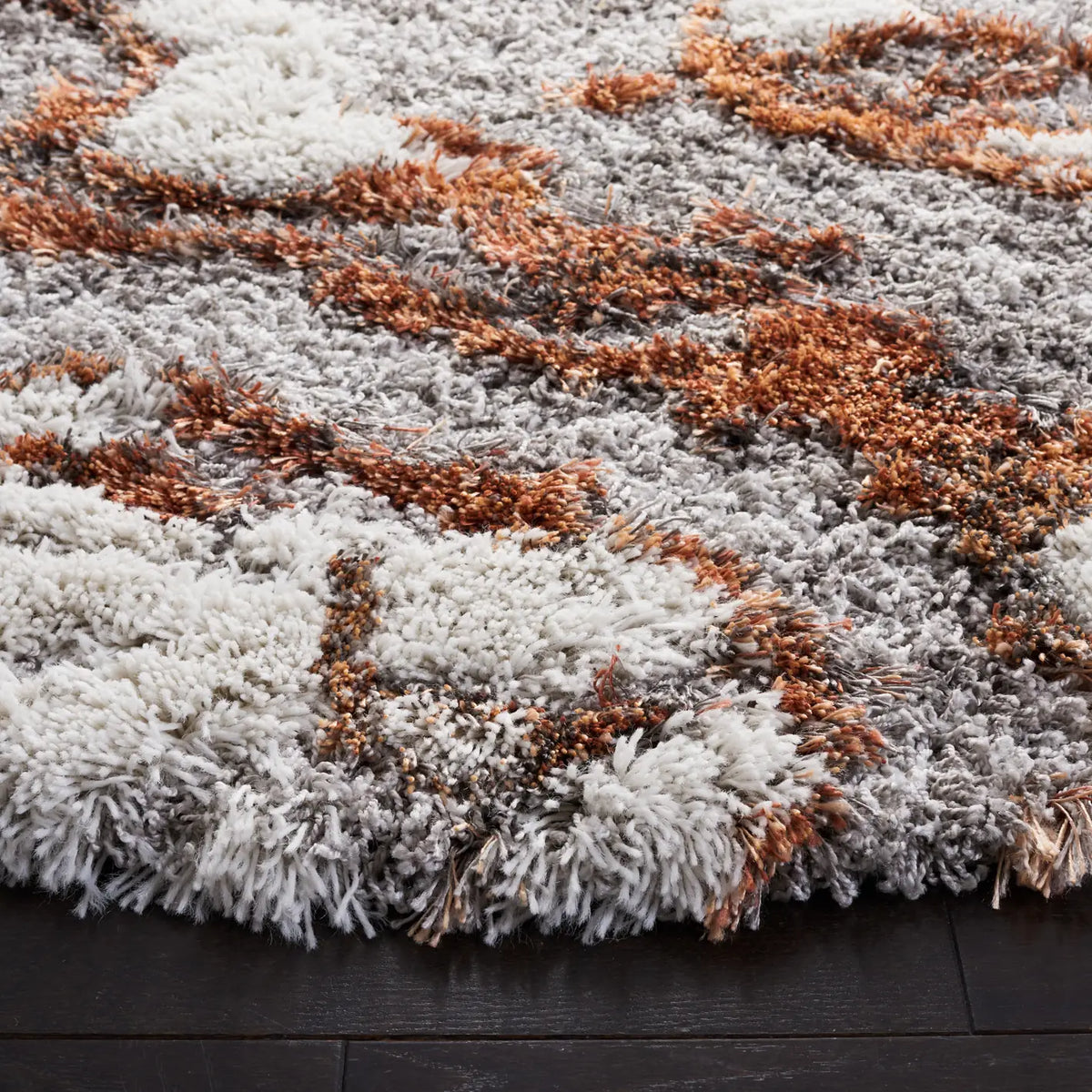 Safavieh Horizon Shag 800 10'-0" x 10'-0" Rug in Grey / Rust