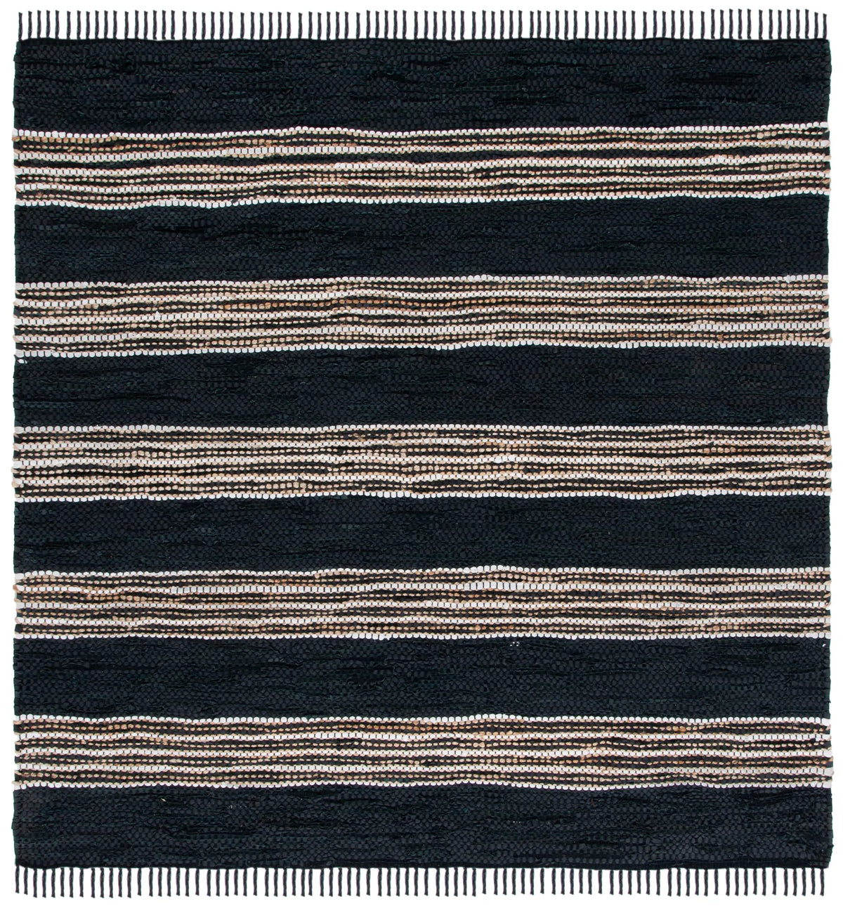 Safavieh Vintage Leather 6'-0" x 6'-0" Rug in Black / Natural