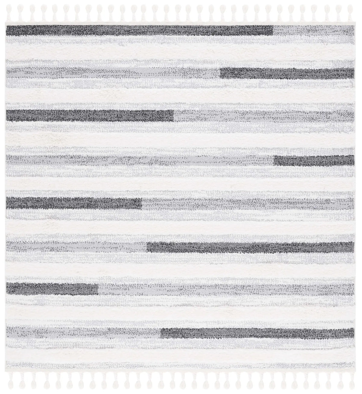 Safavieh Moroccan Tassel Shag 6'-7" x 6'-7" Rug in Ivory / Grey