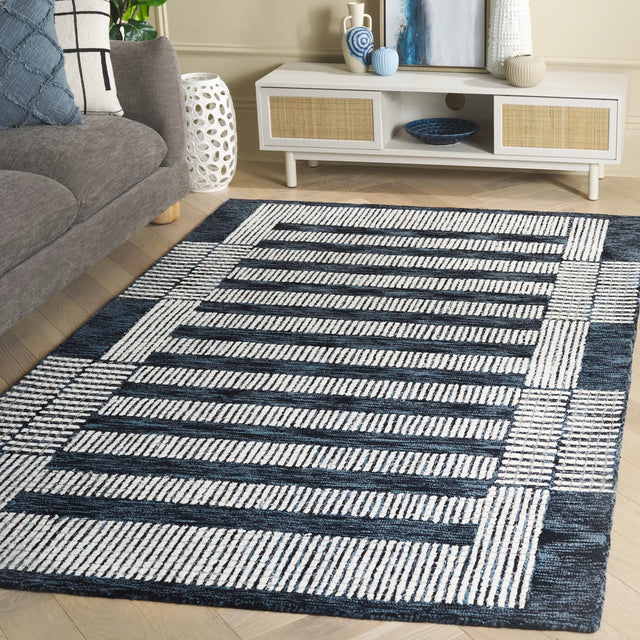 Safavieh Pine 4'-0" x 6'-0" Rug in Navy / Ivory
