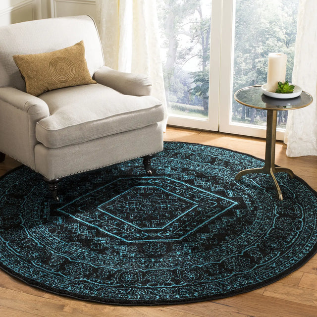 Safavieh Adirondack 6'-0" x 6'-0" Rug in Black / Teal