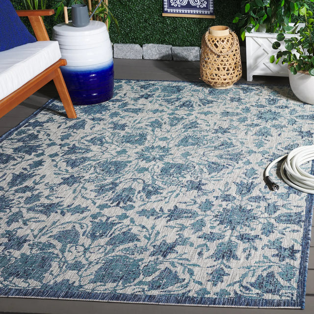 Safavieh Courtyard 5'-3" x 7'-7" Rug in Grey / Navy