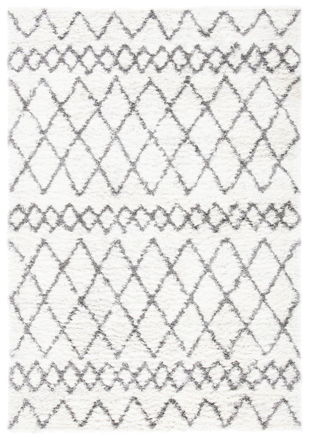 Safavieh Berber Shag 4'-0" x 6'-0" Rug in Ivory / Grey