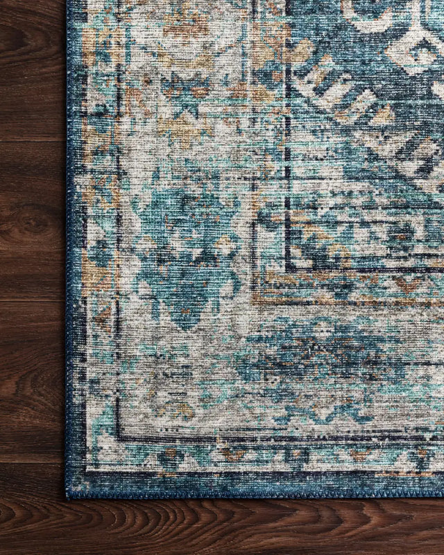Loloi Skye Sky-03 Denim/Natural Rugs - corner on wood