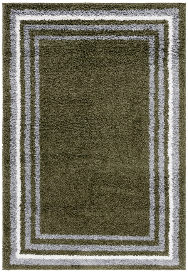 Safavieh Border & Stripe Shag 200 4'-5" x 6'-5" Rug in Green