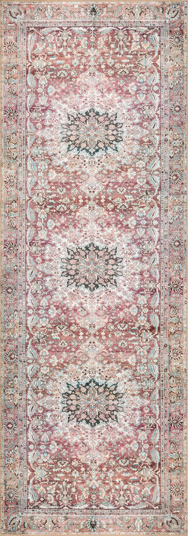 Loloi Wynter Wyn-05 Tomato/Teal Rugs - runner flat