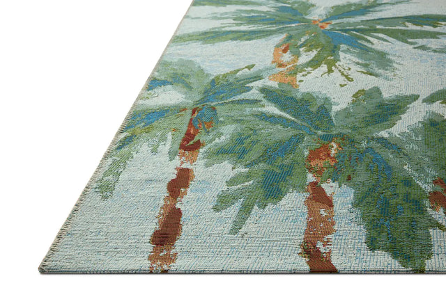 Loloi Botanical BOT-04 Sky / Green Rug - rug corner