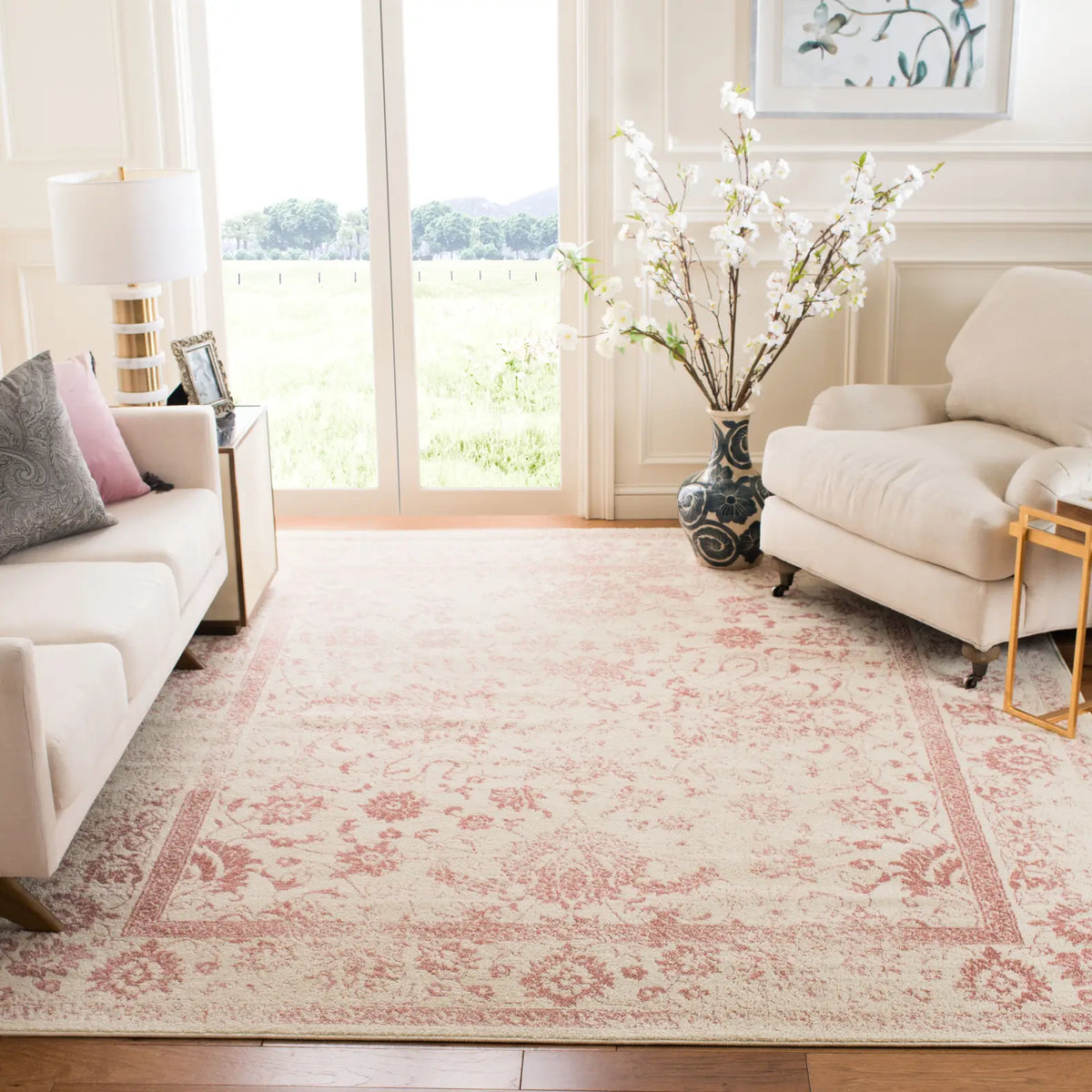 Safavieh Adirondack 10'-0" x 14'-0" Rug in Ivory / Rose