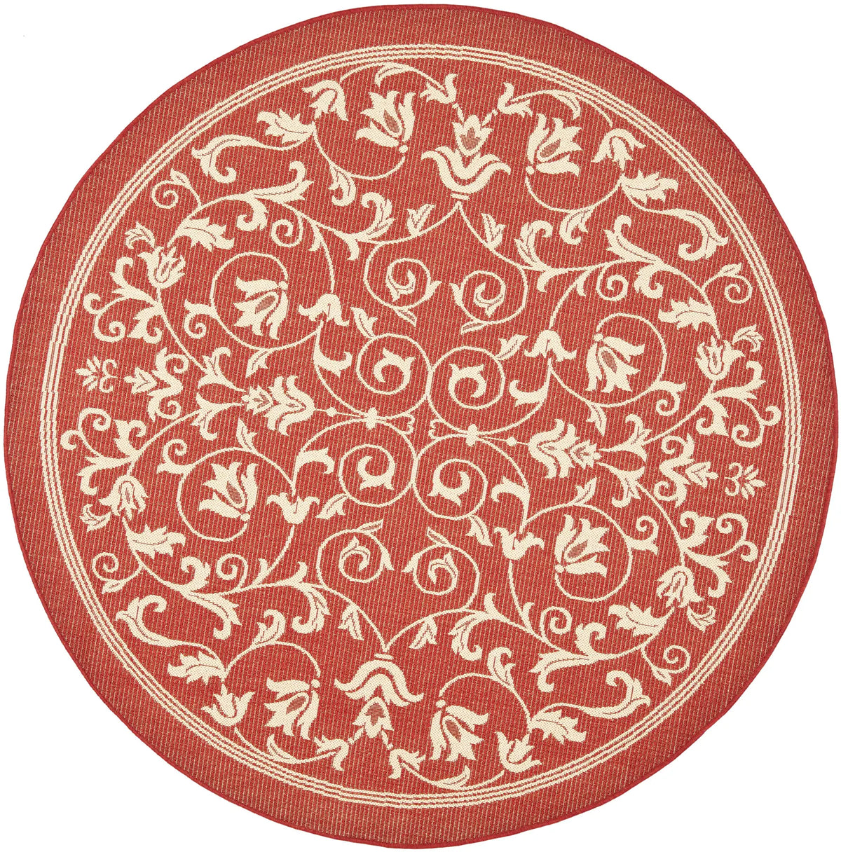 Safavieh Courtyard 5'-3" x 5'-3" Rug in Red / Natural
