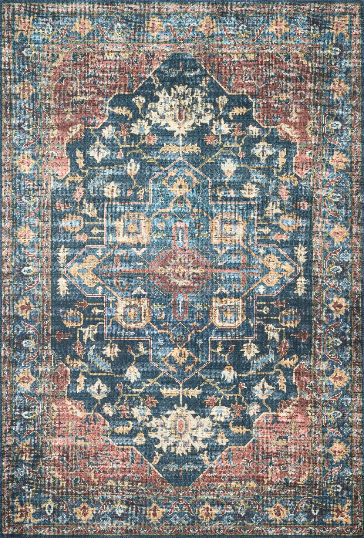 Loloi Skye Sky-08 Denim/Brick Rugs - main flat