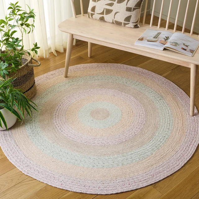 Safavieh Braided 5'-0" x 5'-0" Rug in Pink / Sage