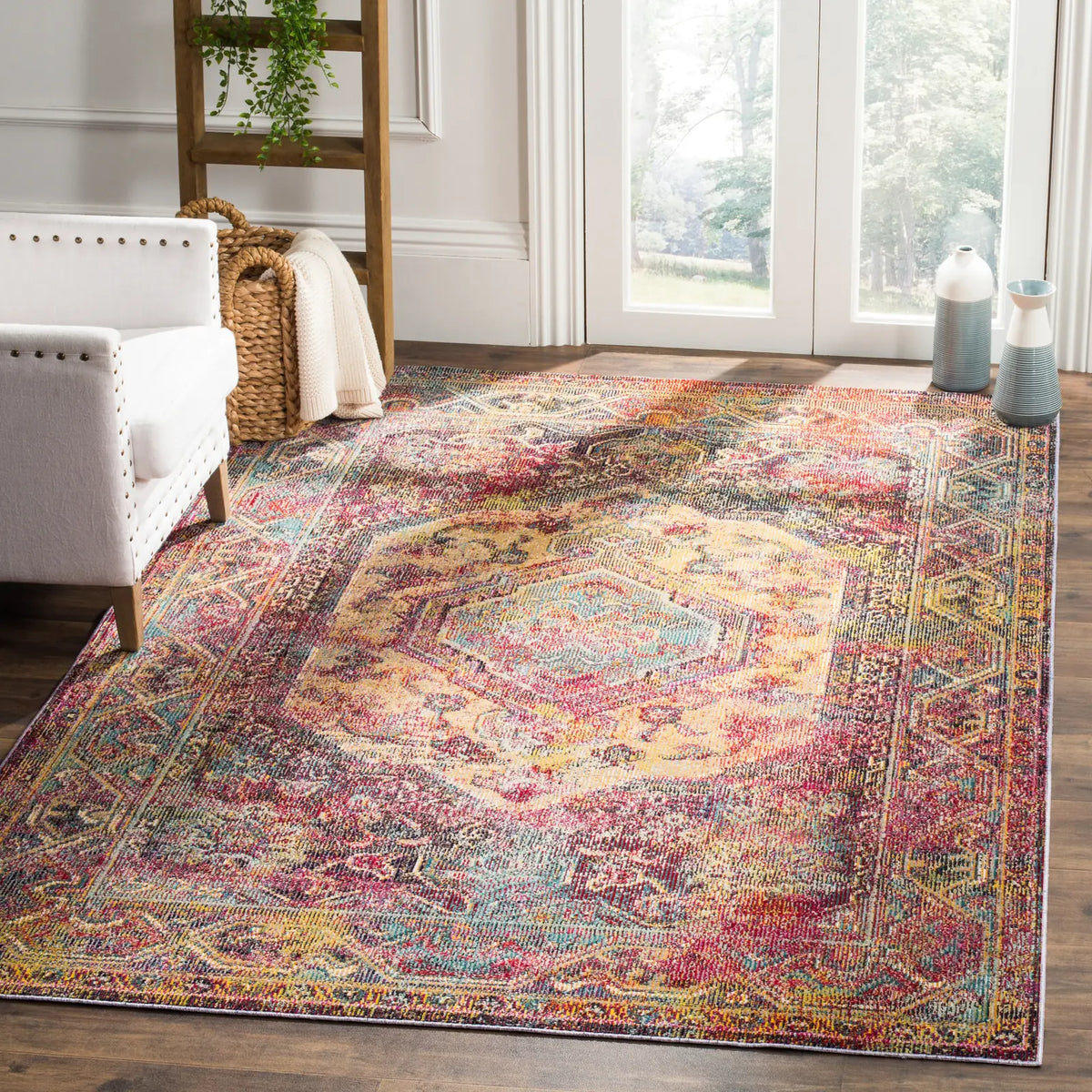 Safavieh Crystal 4'-0" x 6'-0" Rug in Teal / Rose